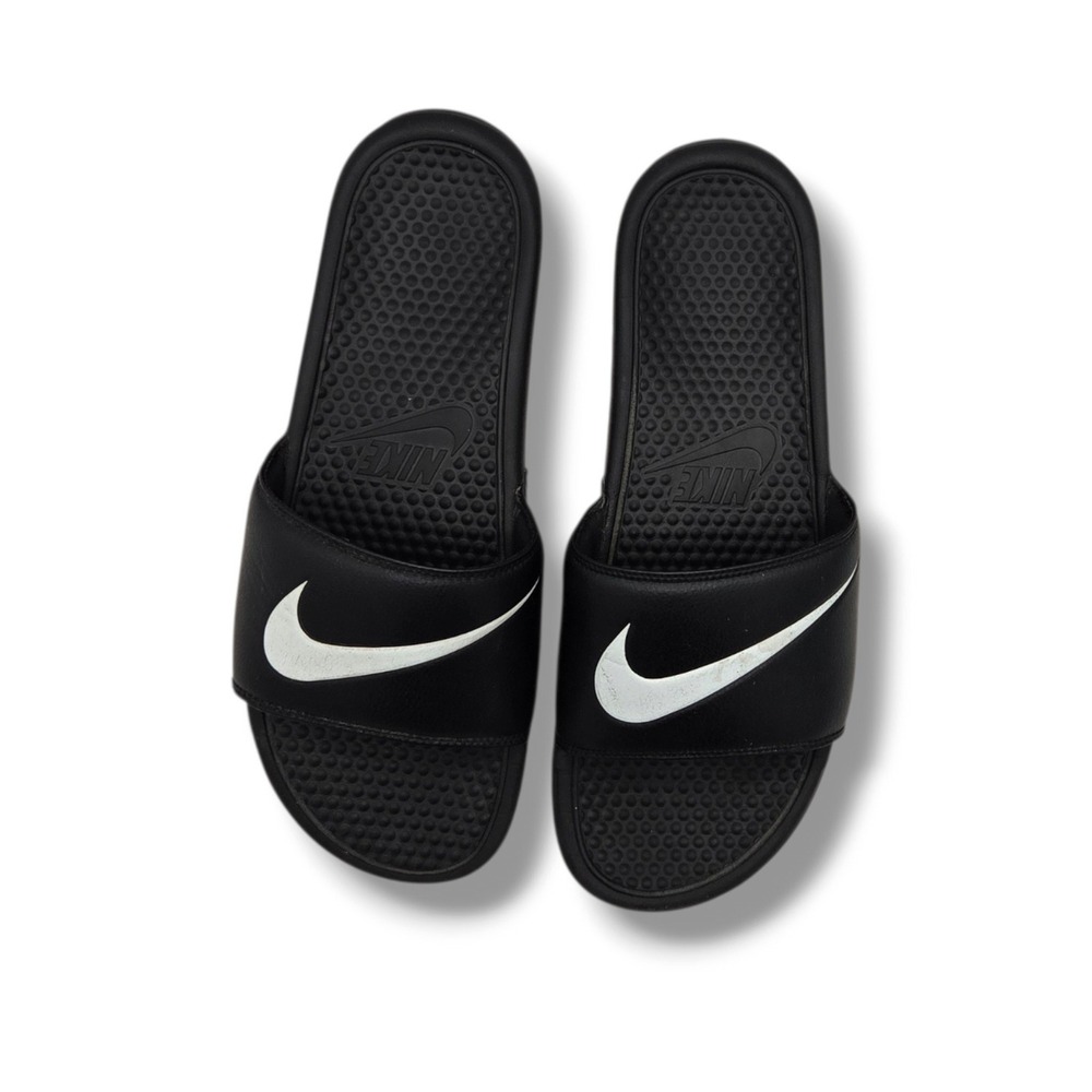 Nike Bennasi Swoosh Slide Sandals Mens 13 Black White 312618-011